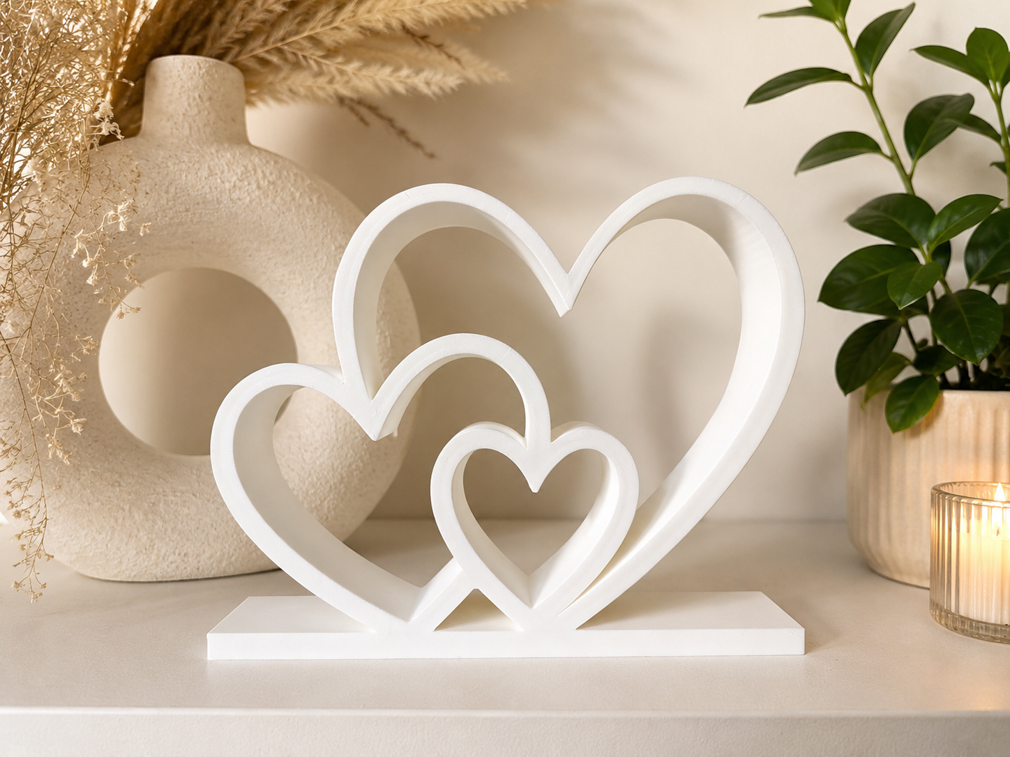 3 Hearts Family Ornament – Freestanding Heart Home Decor