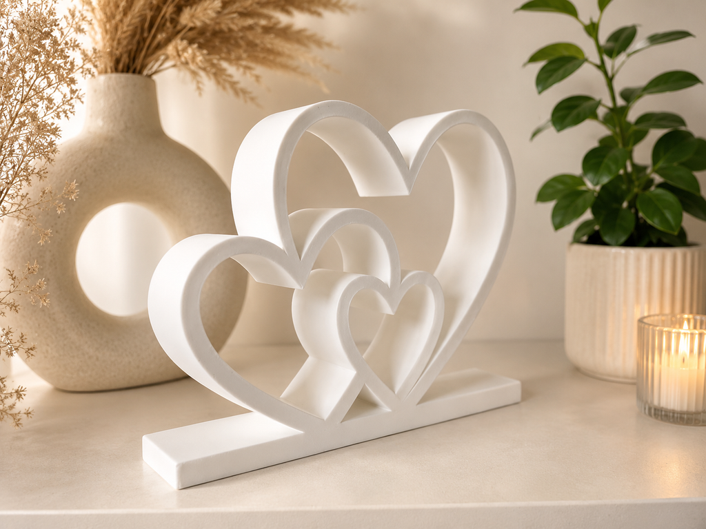 3 Hearts Family Ornament – Freestanding Heart Home Decor